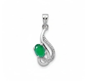 Colgante de ónix verde de corte ovalado chapado en rodio de plata de ley, moderno, al por mayor, hecho a mano, regalo minimalista para ella, joyería de mayo - Product Image 3