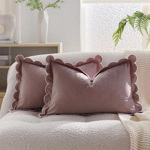 ปลอกหมอนกำมะหยี่สีพื้น 45x45 ซม. ขอบหยัก ปลอกหมอนอิงตกแต่งบ้าน - Product Image 2
