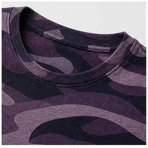 Camiseta de Manga Corta para Hombre con Estampado de Camuflaje y Lazo de Cinta Color Morado Aubergine Personalizada MTS-CAMO-0022 - Product Image 6