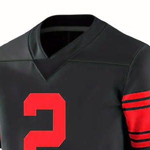 Black Men's American Football Jersey With <b>Red</b> Number 2 V-Neck Short Sleeve Moisture Wicking Apparel For Adults - Product Image 4