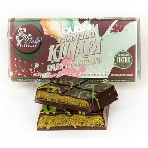 Barra de Chocolate Knafeh con Pistacho de Dubái - Oferta Exclusiva B2B al por Mayor para Supermercados y Exportación Internacional - Product Image 1