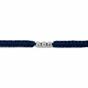 Bracelet Macramé Classique à Trois Pierres en Diamants CVD de Couleur F, Taille Brillant, Plaqué Rhodium, Cordon Réglable, Or 14K - Product Image 2