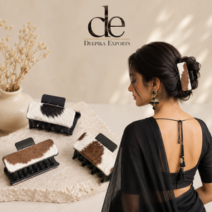 กิ๊บหนีบผมหนังวัวสำหรับผู้หญิงอุปกรณ์แต่งผมหนังแท้ - Product Image 6