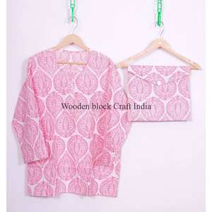 Robe longue vintage 100 % coton à manches longues, imprimée à la main, respirante, taille élastique, décontractée pour femme - Product Image 3