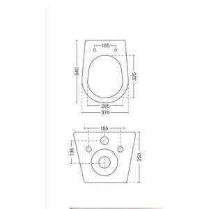 Inodoro suspendido de pared de diseño moderno y resistente, con forma de lupin, 540x370x350mm, de cerámica, para uso comercial en baños. - Product Image 6