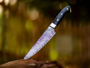 Couteau de chef professionnel LEGACY BLADES, fabriqué à la main en acier carbone, manche en bois, ambidextre, passe au lave-vaisselle, couteau de cuisine moderne - Product Image 2