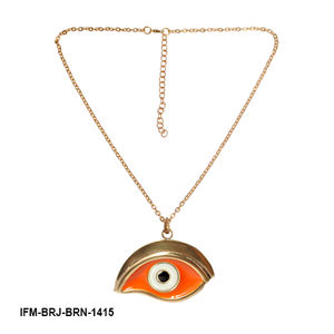 Colgante de latón hecho a mano con ojo y esmalte naranja, diseño minimalista para aniversario de mujer; Protege la felicidad y la creatividad, ajustable. - Product Image 4