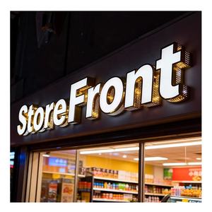 שלט חזית לחנות, שלט חיצוני, לוחות פרסום, תאורת לד, אותיות מתכת תלת מימד, לוח תאורה בהתאמה אישית, דלתות ברזל לעסקים - Product Image 1