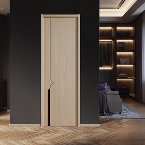 Puerta Precolgada de MDF Sólido con Revestimiento de Madera de PVC de Primera Calidad, Resistente al Agua y a las Termitas, Moderna, para Interiores de Apartamentos, Salas de Estar y Hoteles - Product Image 2