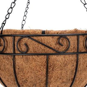 12pcs 10\" Black Painted Round Wrought Iron Coconut Palm Hanging Basket Premium Accessory for Outdoor Decor - Product Image 5