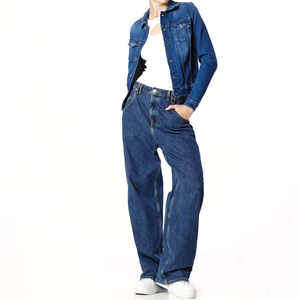 Veste en jean personnalisée pour femme, en denim extensible bleu, fabriquée au Pakistan, haute qualité, col rabattu - Product Image 1