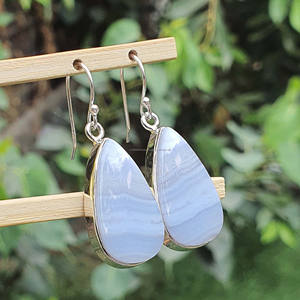 ทำด้วยมือ925วินเทจเงินหยดน้ำตาสีฟ้าลูกไม้อาเกตต่างหูชุบทองเครื่องประดับงานหมั้นของขวัญแต่งงานขายส่ง - Product Image 3