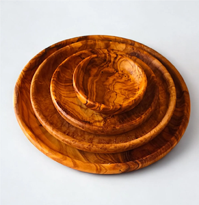 Plato de madera para comedor, 4 piezas en diferentes tamaños, plato de madera hecho a medida, últimas novedades en artesanía, plato de madera - Product Image 1