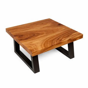 Mesa de Centro Moderna Minimalista Niwara Bisoepo, Duradera, de Calidad Premium, con Superficie de Madera Suar de Borde Recto y Base Metálica Resistente - Product Image 1