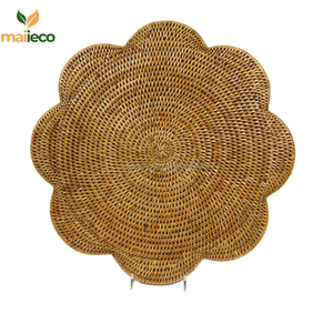 Mantel Individual de ratán tejido a mano con borde festoneado, decoración Floral para el hogar, mantel para boda, restaurante, fiesta - Product Image 2