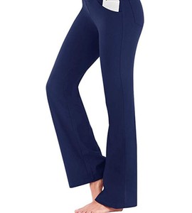Pantalon de yoga décontracté pour femme, coupe droite, haute qualité, extensible, séchage rapide, couleur unie, taille ajustable, toile automne - Product Image 4