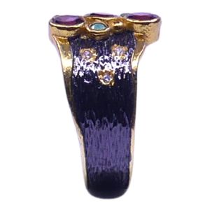 Wedding Wear 925 Sterling <b>Silver</b> Gold Plated Jewelry White Topaz Ruby <b>Emerald</b> Gemstone Women Wear Classic <b>Ring</b> - Product Image 2