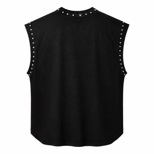 Débardeur personnalisé avec strass, imprimé, surdimensionné, 100% coton jersey, design graphique DTG, sans manches, unisexe, vente en gros OEM - Product Image 2