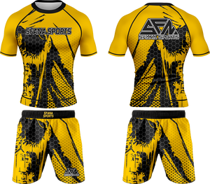 Ensemble short et rashguard homme personnalisé imprimé par sublimation, séchage rapide, respirant, matière compressive, écologique, haute qualité - Product Image 3