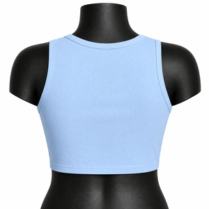 Custom Light Blue Women <b>Crop</b> Tank <b>Top</b> Sleeveless Yoga Gym Fitness Activewear OEM Wholesale Sportswear Cheap Price Custom - Product Image 5