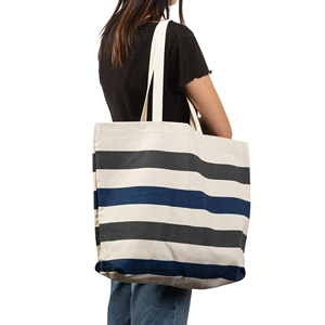 Bolsa de Hombro de Lona a Rayas, Gran Capacidad, Duradera, de Alta Calidad, Resistente, Personalizable - Product Image 5