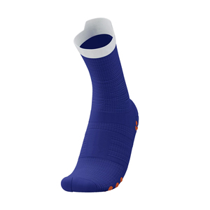 Anti-Slip Yoga <b>Socks</b> Ankle Length Solid Blue with Orange Grip Dots for Adults Knitted Polyester Material Anti Slip <b>Socks</b> - Product Image 2