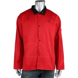 เสื้อแจ็คเก็ตทำงานสีแดง ZUNEZI พร้อมโลโก้ด้านหลัง ตะเข็บเชื่อม ผ้าฝ้าย ทนไฟ ป้องกันไอน้ำ ชุดป้องกันอันตราย - Product Image 1