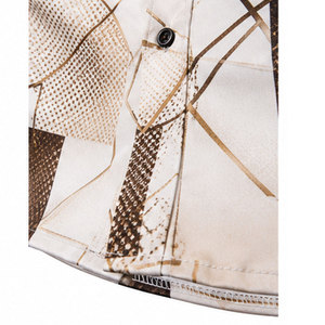Chemise imprimée pour homme avec motif abstrait élégant, tissu confortable, coupe classique pour un style de vie moderne - Product Image 5