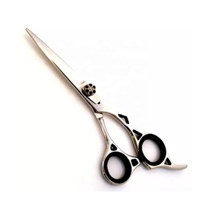 Ciseaux de barbier professionnels pliables en acier inoxydable de 6,5 pouces à manche moyen, pour droitiers, à pointe arrondie, pour salon de coiffure - Product Image 1