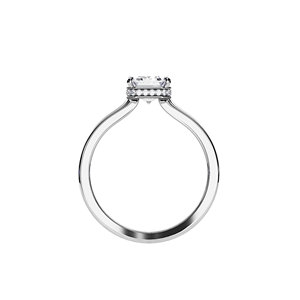 Anillo de compromiso de diamantes con corte esmeralda para mujer, engaste de púas, estilo clásico, oro blanco de 10k - Product Image 3