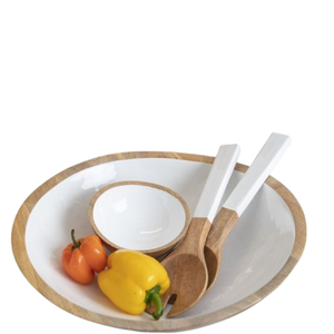 Bol à salade en bois monobloc, pour salade, riz, dîner, avec autocollant moderne imprimé en émail, bols de service - Product Image 6