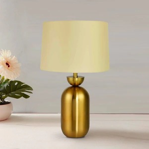 KS International <b>Gold</b> Electroplated Metal <b>Table</b> Lamp <b>Bedside</b> Floor Lamp White Shade Custom Branded for Hotel Home Decoration - Product Image 3