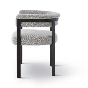 Modern <b>Metal</b> Frame Fabric Dining <b>Chair</b> Barrel Armchair Upholstered Side <b>Chair</b> Open Back Kitchen Seating Home Furniture - Product Image 3