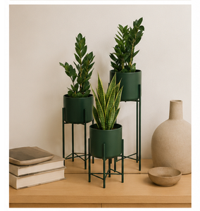 Modern Minimalist Indoor Metal Planter with <b>Stand</b> Style Floor Flower <b>Pot</b> for Living Room Bedroom & Office Home Decor - Product Image 3