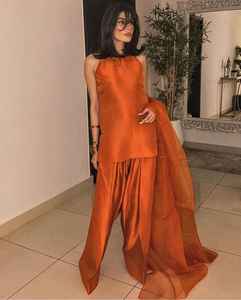 Trajes Farshi Shalwar Kameez indios y pakistaníes en tela de seda, ropa formal, vestidos casuales lisos para mujer, alta calidad - Product Image 5