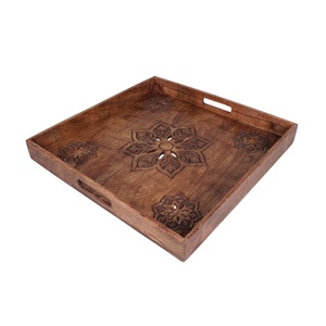 Wooden Serving Tray Handmade Utility Carrier for <b>Breakfast</b> Meals Coffee Tea Snacks Fruits Desserts and Everyday Dining - Product Image 6