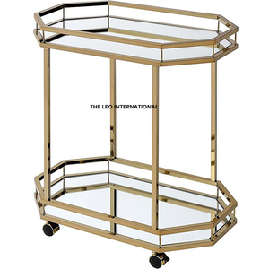 Chariot de rangement à roulettes élégant en verre et métal pour service alimentaire hôtelier, table à thé et à café pour hôtel et restaurant - Product Image 6