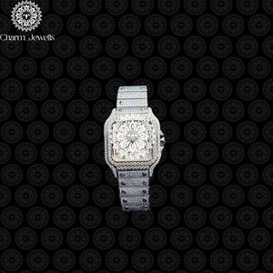 Montre pour homme Charm Jewells en acier inoxydable, boîtier de 40 mm, accents de diamants, analogique, luxe, mode, mouvement mécanique, date automatique, fonction push - Product Image 2