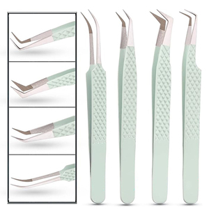 Ensemble de pinces professionnelles pour extensions de cils, pointe fine de précision, acier inoxydable, outils d'application de cils, faible MOQ, OEM - Product Image 2