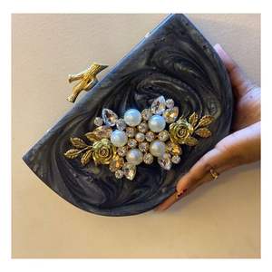 Bolso de Mano de Resina Ecológica con Cristales para Damas, Accesorios de Moda para Fiestas - Product Image 4