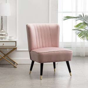 Poltrona d'Accento Elon in Velluto Rosa Contemporaneo per Soggiorno - Product Image 1