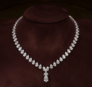 Collar con Colgante de Diamante Cultivado en Laboratorio, Certificado IGI, Plata, Estilo Vintage, Corte Pera, Corazón, Joyería Fina Romántica, Regalo para Mujer - Product Image 1