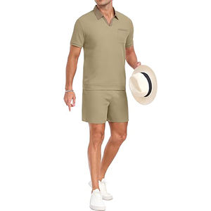 Oferta de Verano: Conjunto Deportivo Corto para Hombre, Corte Regular, Color Sólido, con Bolsillo Frontal, Diseño Personalizado, Camiseta y Pantalones Cortos Sencillos - Product Image 4