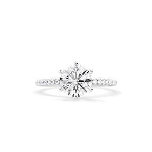 Women's White Gold Round Brilliant Cut Diamond Engagement Ring Prong Setting floral Style - Product Image 1