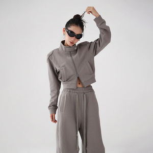 Ropa Deportiva para Mujer, Primavera y Otoño, Tejido de Algodón, Cierre de Cremallera, Cortavientos, Transpirable, Diseño Casual y Moderno, Trajes para Mujer - Product Image 4