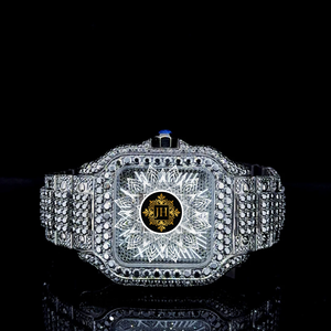 New Arrival Moissanite Black Diamond Square Case Black Dial Luxurious Fashion Business <b>Mechanical</b> Shiny Custom Hip Hop <b>Watch</b> - Product Image 1