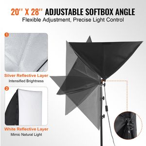 Kit di Illuminazione Fotografica Professionale LED 30W 5500K con Softbox 50x70cm e Treppiede Regolabile per Luce Naturale - Product Image 4