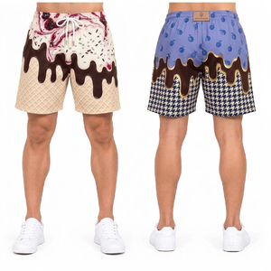 Shorts Premium Ice Cream Drip à Imprimé Personnalisé, Tissu Léger, Doux et Respirant, Style Streetwear Tendance pour Tenue Décontractée Quotidienne en Extérieur - Product Image 2