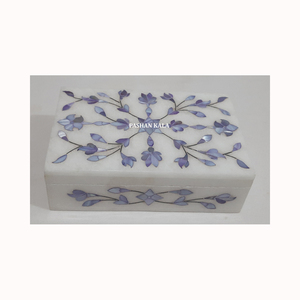 Handmade Floral Design Natural White Marble Mother Of <b>Pearl</b> Inlay Jewelry Box Rectangle Shape Used For <b>Watch</b> Packing And Gifting - Product Image 2