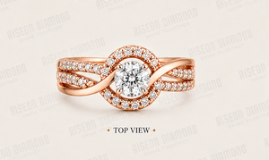 <b>Infinity</b> Halo Diamond Engagement Ring <b>Rose</b> Gold Elegant Crossover Pavé Round Cut Fine Bridal Jewelry Modern Anniversary Gift - Product Image 5